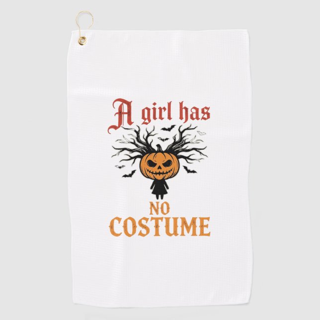 Serviette De Golf Fille d'Halloween n'a pas de costume Citrouille (Devant)