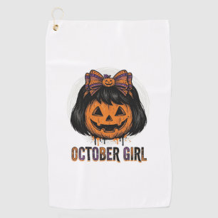 Serviette De Golf Fille d'octobre Citrouille Arc Halloween Vecteur C