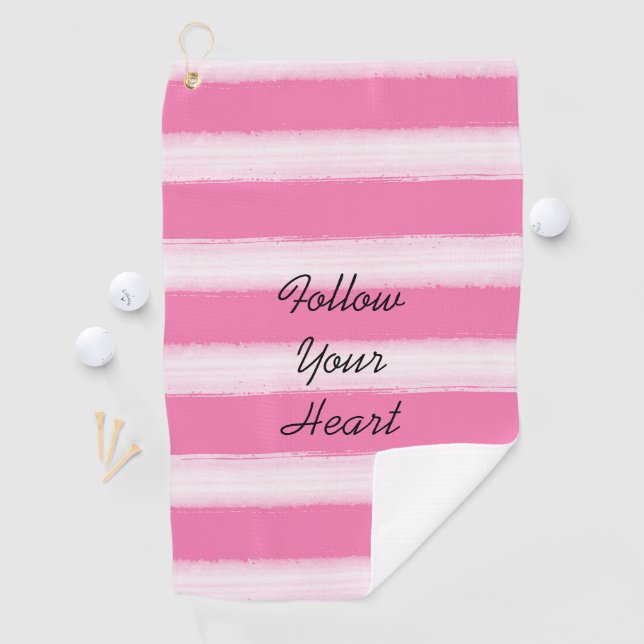 Serviette De Golf Fille rose rayures blanches (En situation)