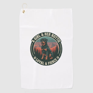 Serviette De Golf Fille Son Rottie Loyal Féroce Chien Rottweiler Mon