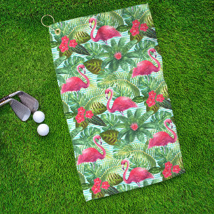 Serviette De Golf Flamant rose rose tropical Floral Giral Motif