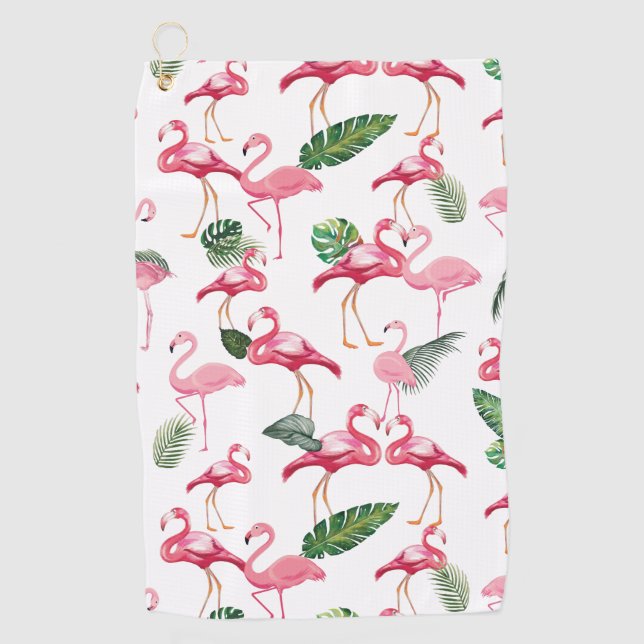 Serviette De Golf Flamants roses Love Motif (Devant)