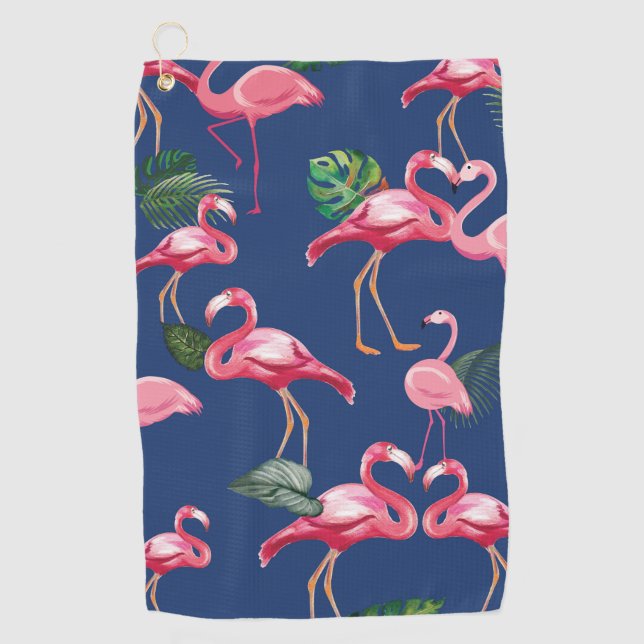 Serviette De Golf Flamants roses Love Motif 2 (Devant)