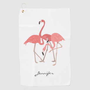 Serviette De Golf Flamants roses roses Oiseaux tropicaux avec votre