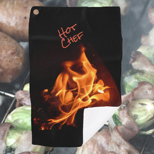 Serviette De Golf Flammes de Chef Chaud Flammes Feu BQ Griller Servi