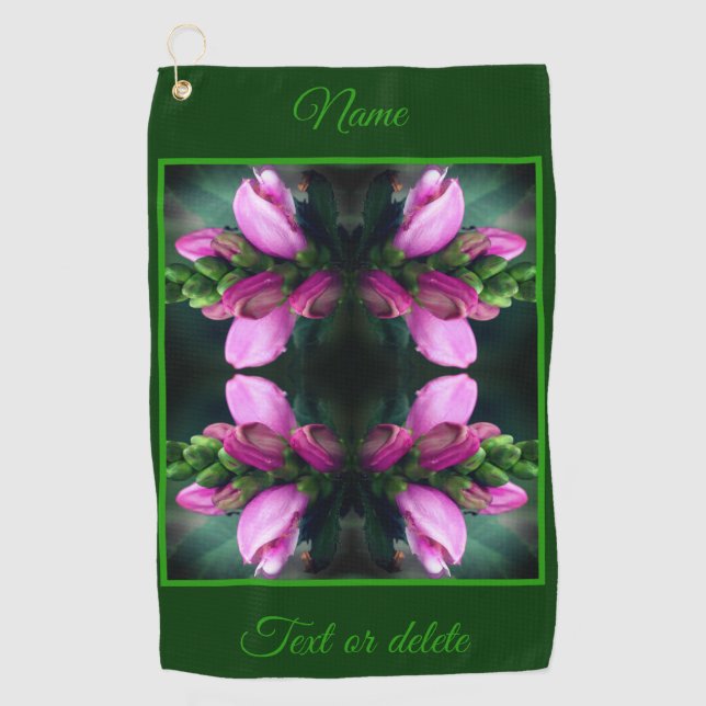 Serviette De Golf Fleur à tête rose Abstraite personnalisée (Devant)