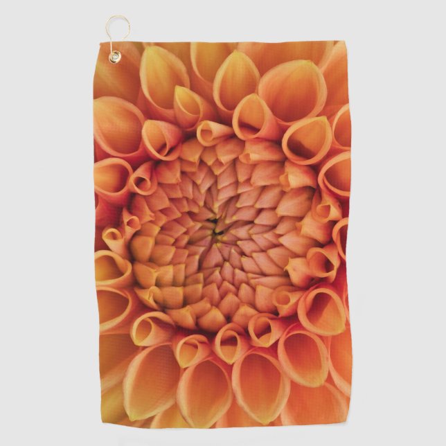 Serviette De Golf Fleur Centre Orange Dahlia (Devant)