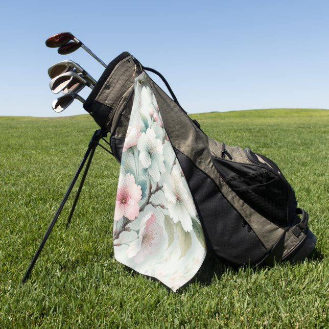 Serviette De Golf Fleur de Cerisier (Vert)