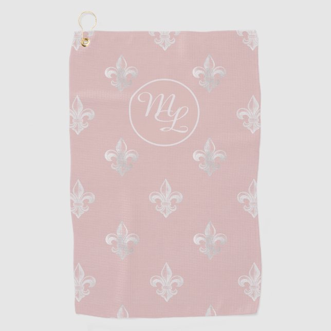 Serviette De Golf Fleur de Lis rose Prépa personnalisée (Devant)