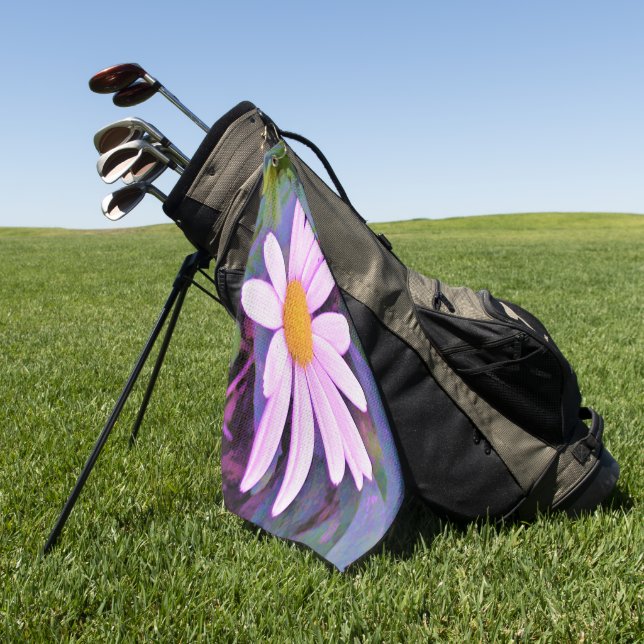 Serviette De Golf Fleur de marguerite rose (Vert)