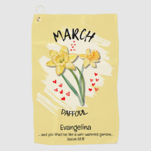 Serviette De Golf Fleur de naissance du mois de mars chrétien MARCH 