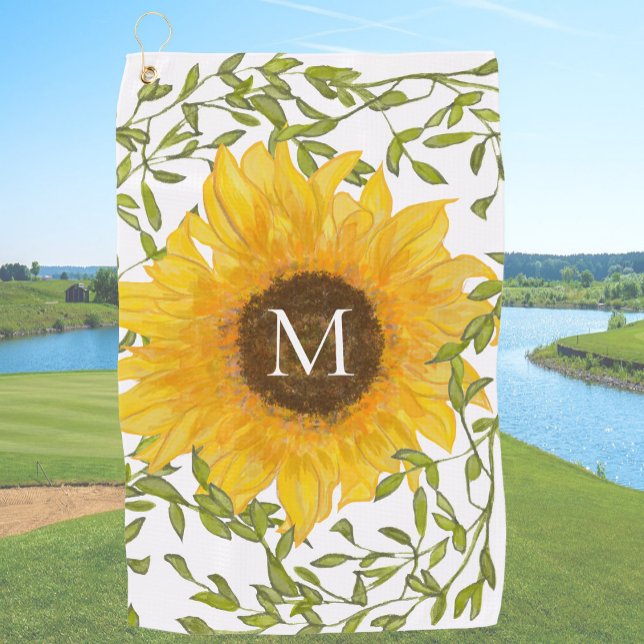 Serviette De Golf Fleur de soleil jaune Floral personnalisé femmes (Créateur téléchargé)