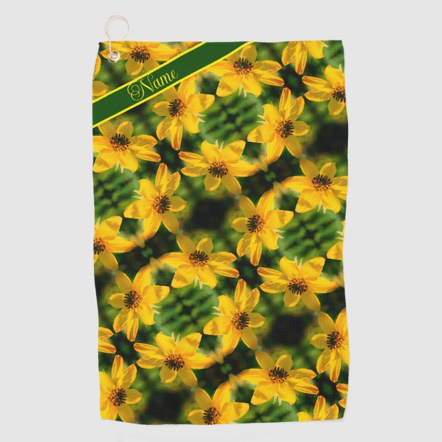Serviette De Golf Fleur de tournesol Abstrait personnalisé (Devant)
