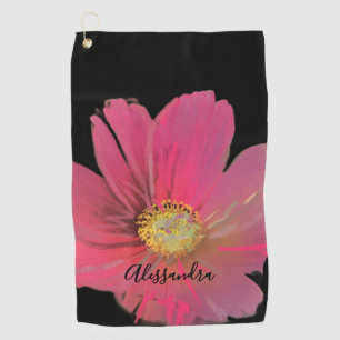 Serviette De Golf Fleur d'eaucolor à monogramme noir Fleur sauvage r