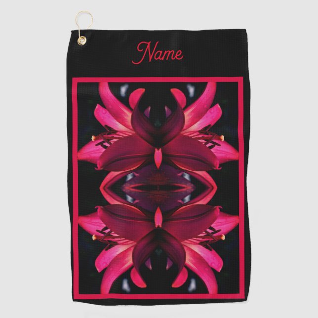 Serviette De Golf Fleur rouge Abstraite personnalisée (Devant)