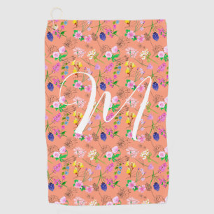 Serviette De Golf Fleur sauvage délicieux en orange. Personnalisé.