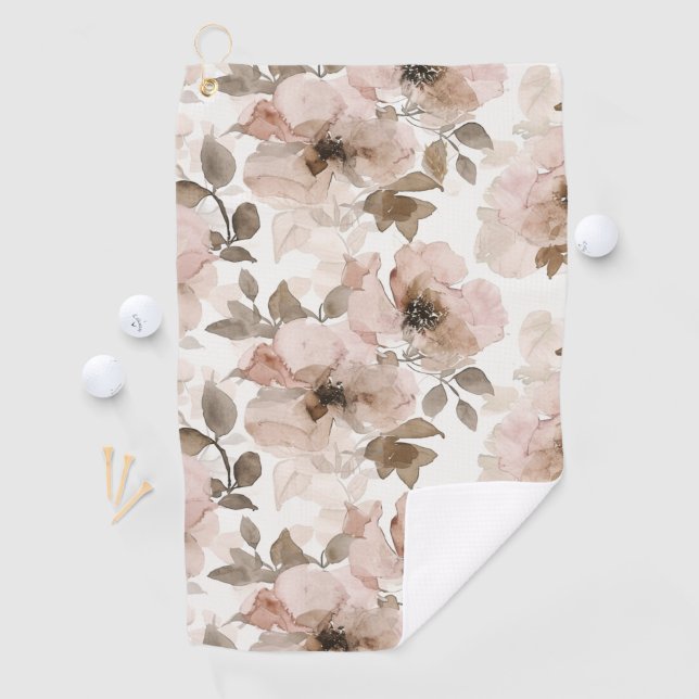 Serviette De Golf Fleur sud-ouest marron rose (En situation)