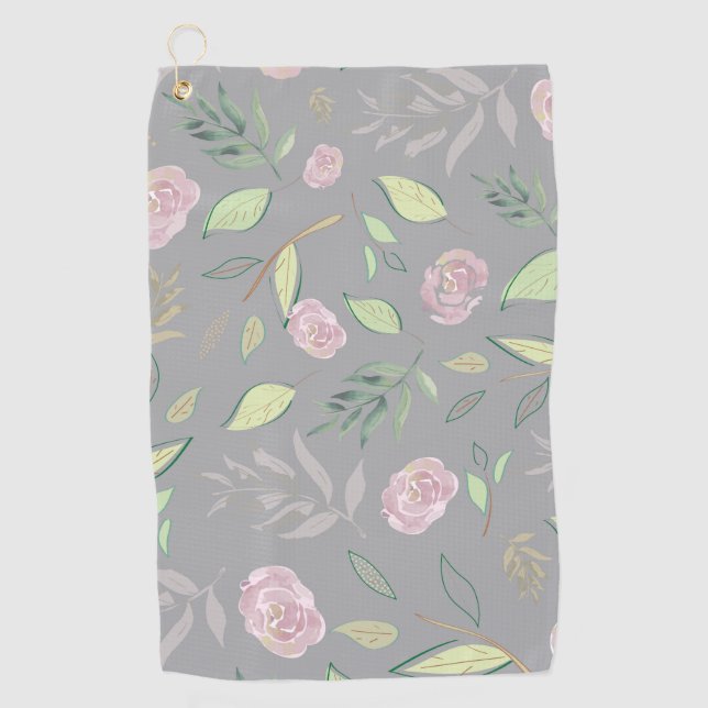 Serviette De Golf Fleurs aquarelles festives 2 (Devant)