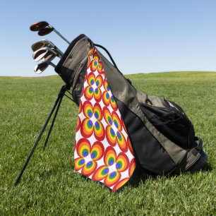 Serviette De Golf Fleurs arc-en-ciel psychédéliques