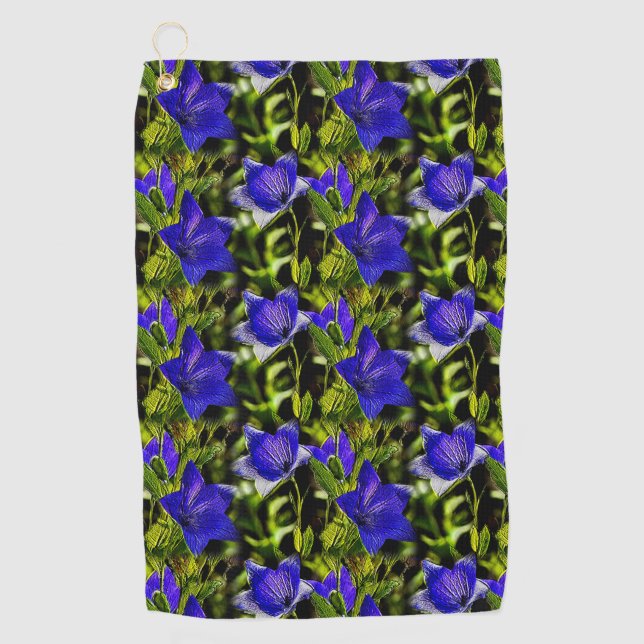 Serviette De Golf Fleurs bleues Motif de la nature (Devant)