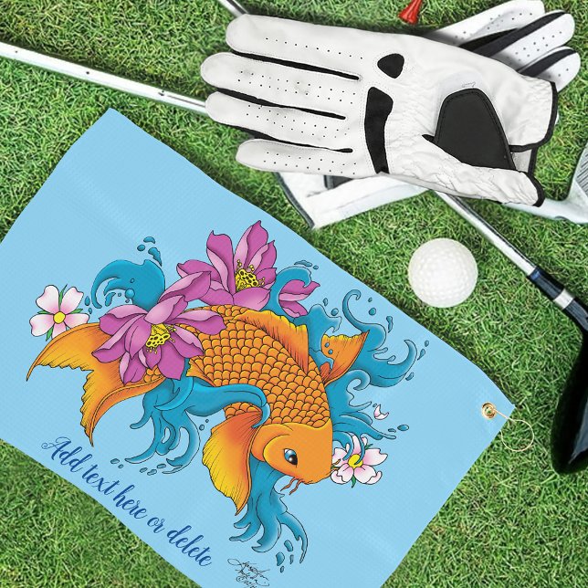 Serviette De Golf Fleurs de cerisiers de Lotus Koi Fish (Créateur téléchargé)