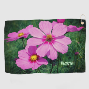 Serviette De Golf Fleurs de Cosmos Rose Personnalisées