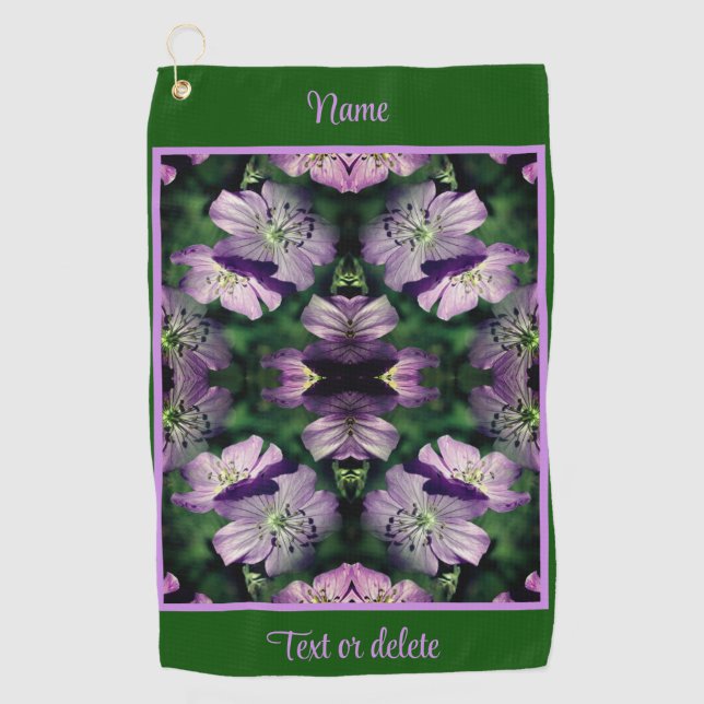 Serviette De Golf Fleurs de géranium violet Multipliées Personnalisé (Devant)