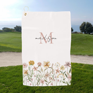 Serviette De Golf Fleurs de prairie sauvage aquarelle monogrammée