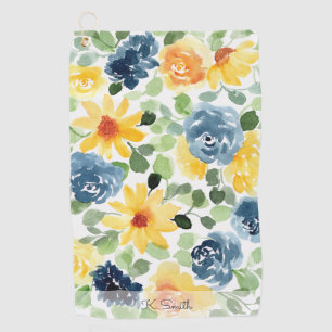 Serviette De Golf Fleurs de printemps de l'aquarelle monographique