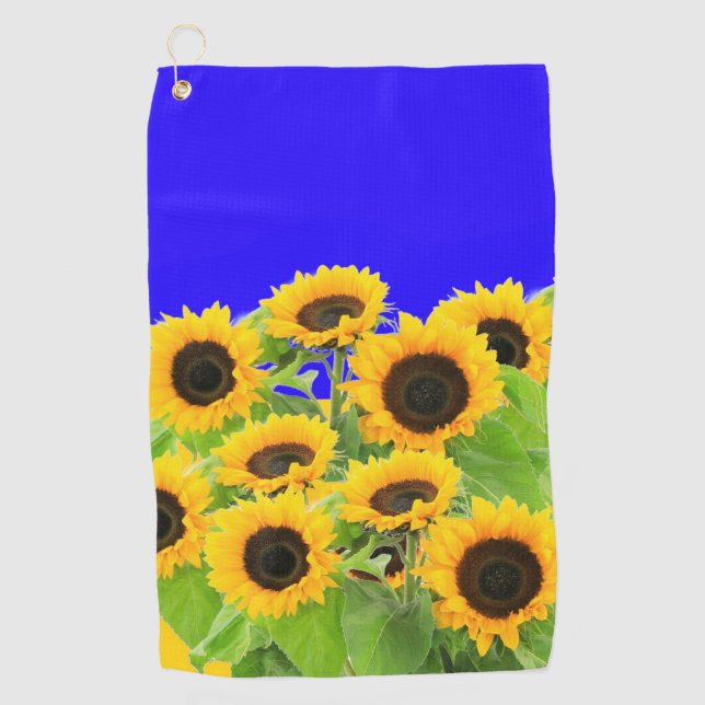 Serviette De Golf Fleurs de soleil - Liberté Ukraine Paix drapeau uk (Devant)