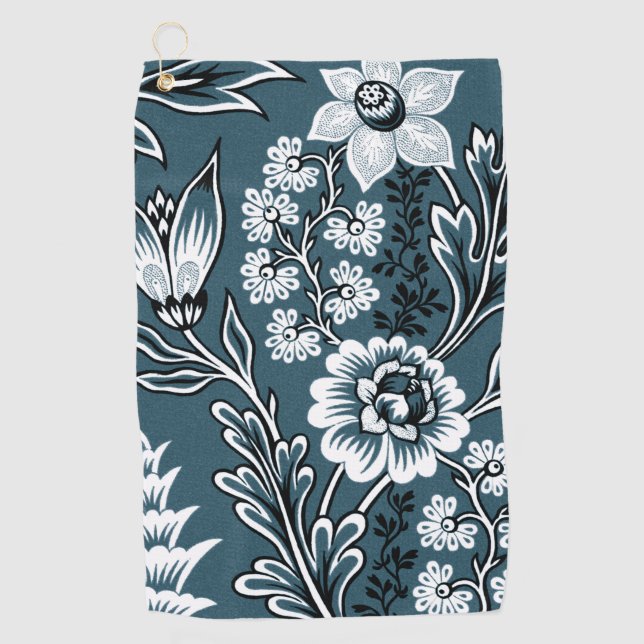 Serviette De Golf Fleurs Fantastiques (Slate Teal) Beaux-Arts (Devant)