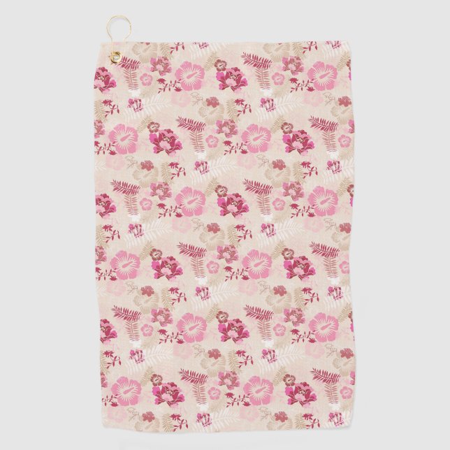 Serviette De Golf Fleurs modernes roses mignonnes motif Haut basket (Devant)
