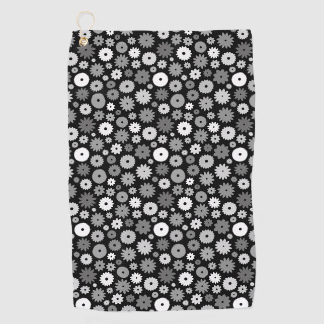 Serviette De Golf Fleurs monochromes à motif répétitif (Devant)