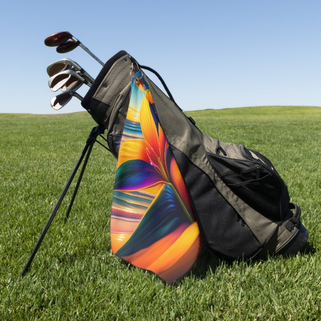 Serviette De Golf Fleurs Paradisiaques tropicales (Vert)