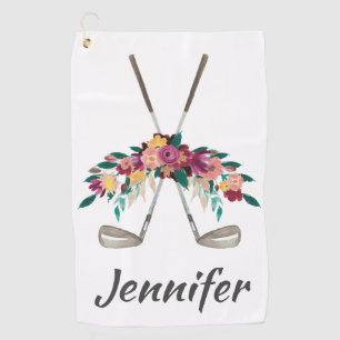 Serviette De Golf Fleurs personnalisées avec Clubs Femmes 