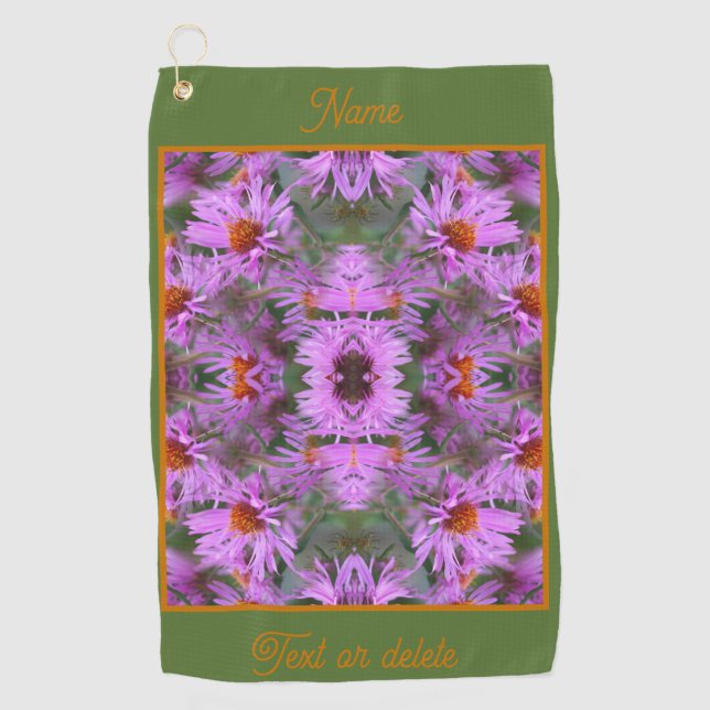 Serviette De Golf Fleurs rose Aster Abstrait Personnalisé (Devant)