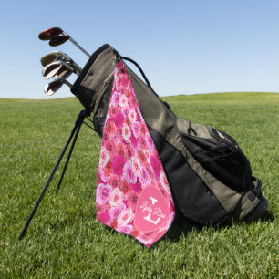 Serviette De Golf Fleurs roses Tons de rose floral Personnalisé