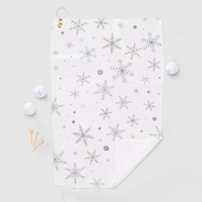 Serviette De Golf Flocon de neige au crépuscule - Gris et blanc arge (En situation)