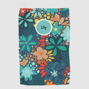 Serviette De Golf Floral bleu foncé moderne