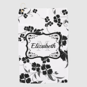 Serviette De Golf Floral noir et blanc