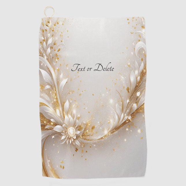 Serviette de golf Floral Or Blanc (Devant)