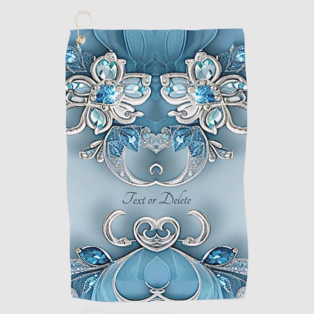 Serviette de golf Floral Orné Bleu (Devant)