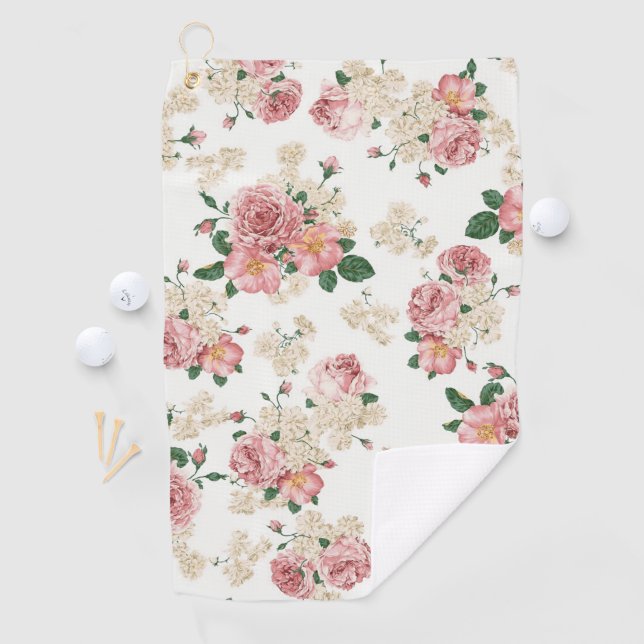 Serviette De Golf Floral vintage sur blanc (En situation)