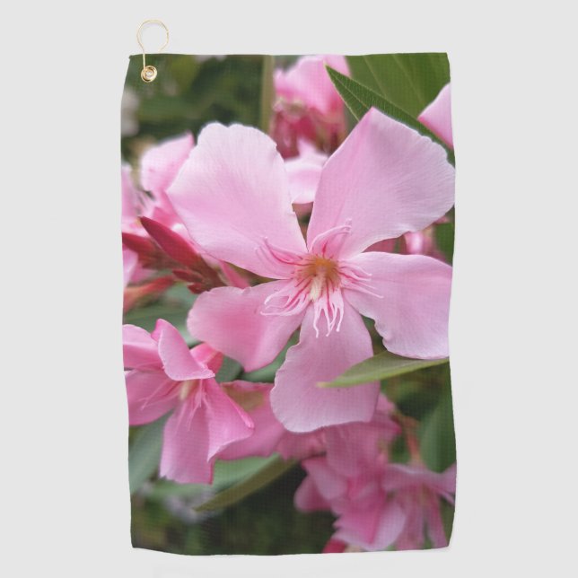 Serviette de golf florale à l'oléandre rose (Devant)