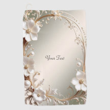 Serviette de golf florale blanche ornée