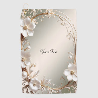 Serviette de golf florale blanche ornée