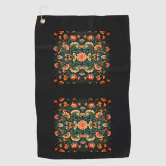 Serviette de golf florale en mosaïque sarcelle — É