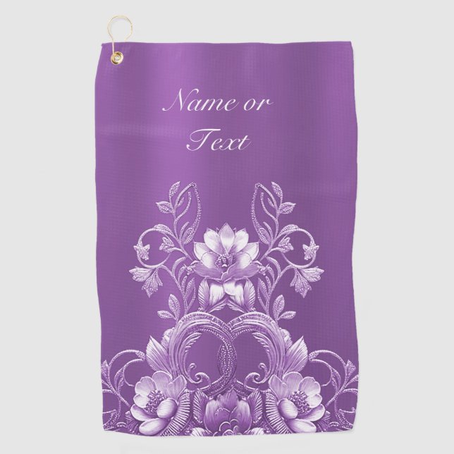 Serviette de golf florale violette (Devant)