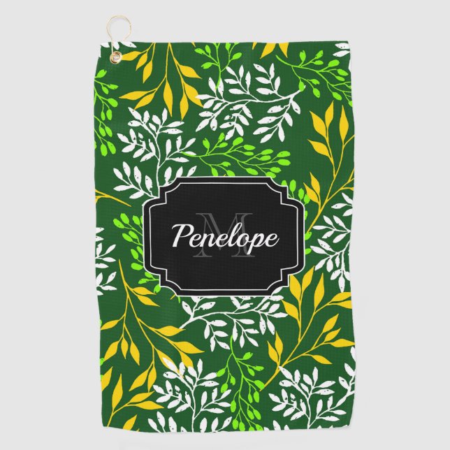 Serviette De Golf Flore verte rétro (Devant)