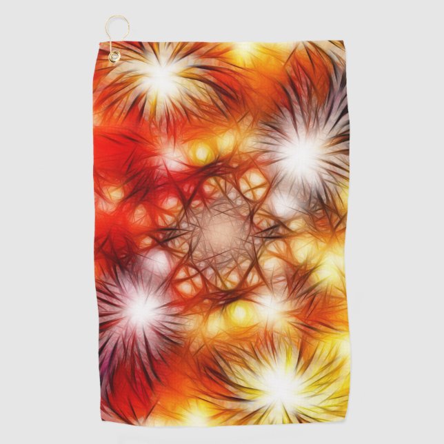 Serviette De Golf Fond d'étoiles de feux d'artifice abstraits (Devant)